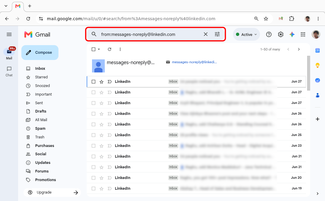 Type email address in Gmail search bar